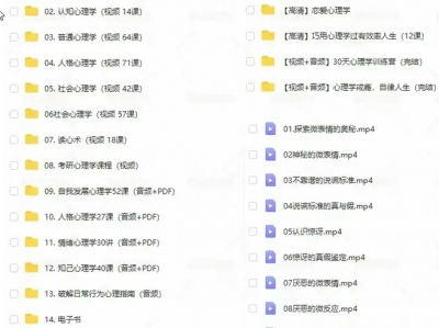 全网最全的心理学教程适用于考研、心理咨询、读心术、两性沟通等视频课程来了，别再被割韭菜了！